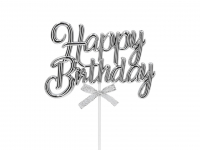 Cake Topper Happy Birthday silber 3D