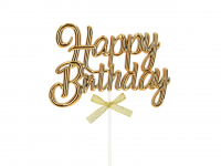 Cake Topper Happy Birthday gold 3D