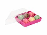 Macaron-Halbschalen 12 Stck bunt in 6er Box fuchsia