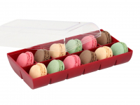 Macaron-Halbschalen 24 Stck bunt in 12er Box ruby