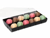 Macaron-Halbschalen 24 Stck bunt in 12er Box schwarz