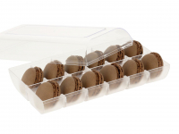 Macaron-Halbschalen 24 Stck braun in 12er Box transparent