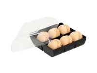 Macaron-Halbschalen 12 Stck champagner in 6er Box schwarz