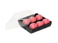 Macaron-Halbschalen 12 Stck rot in 6er Box schwarz