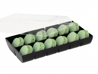 Macaron-Halbschalen 24 Stck grn in 12er Box schwarz