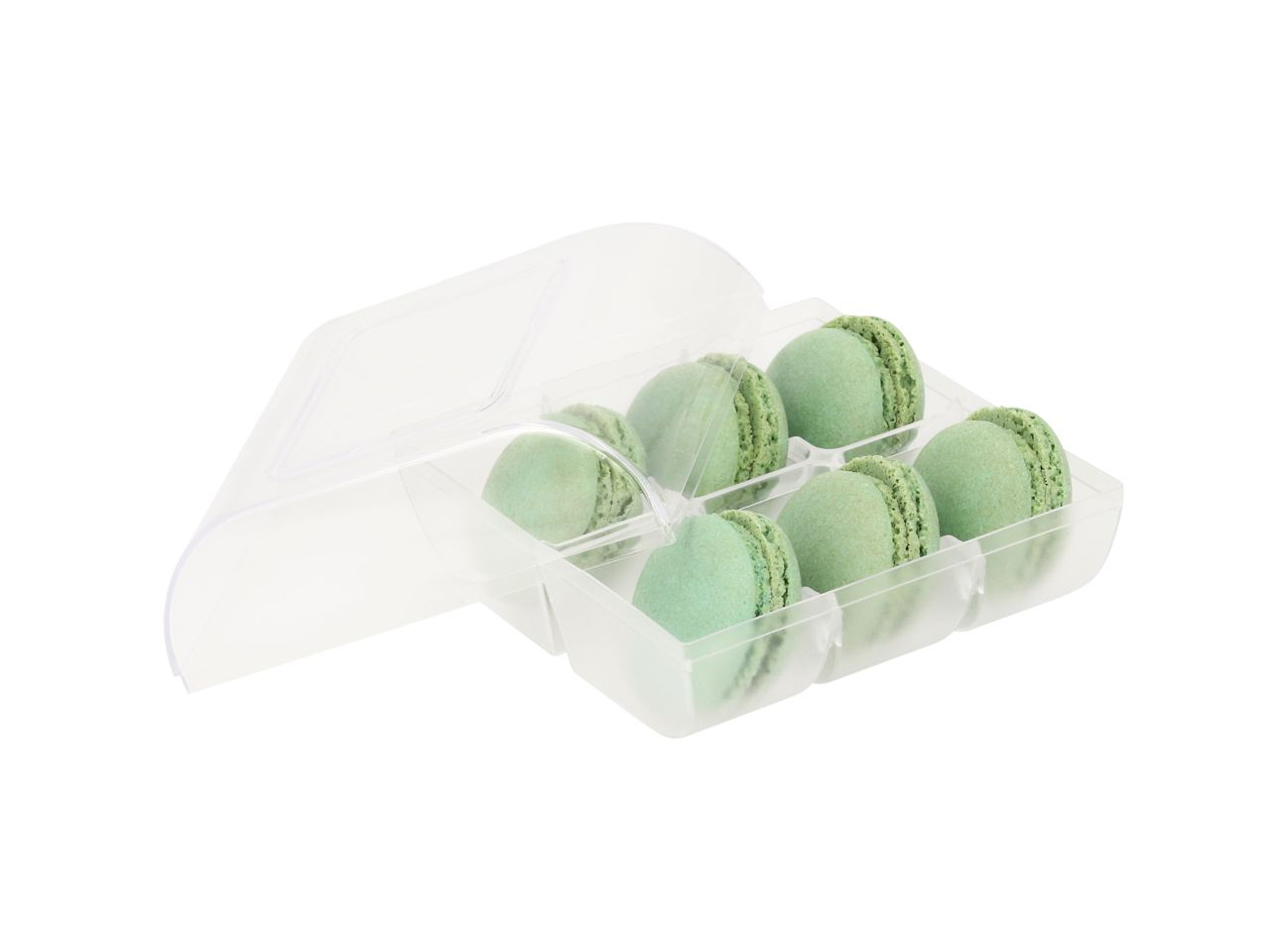Macaron-Halbschalen 12 Stck grn in 6er Box transparent