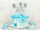 Cake Topper Happy Birthday silber 3D